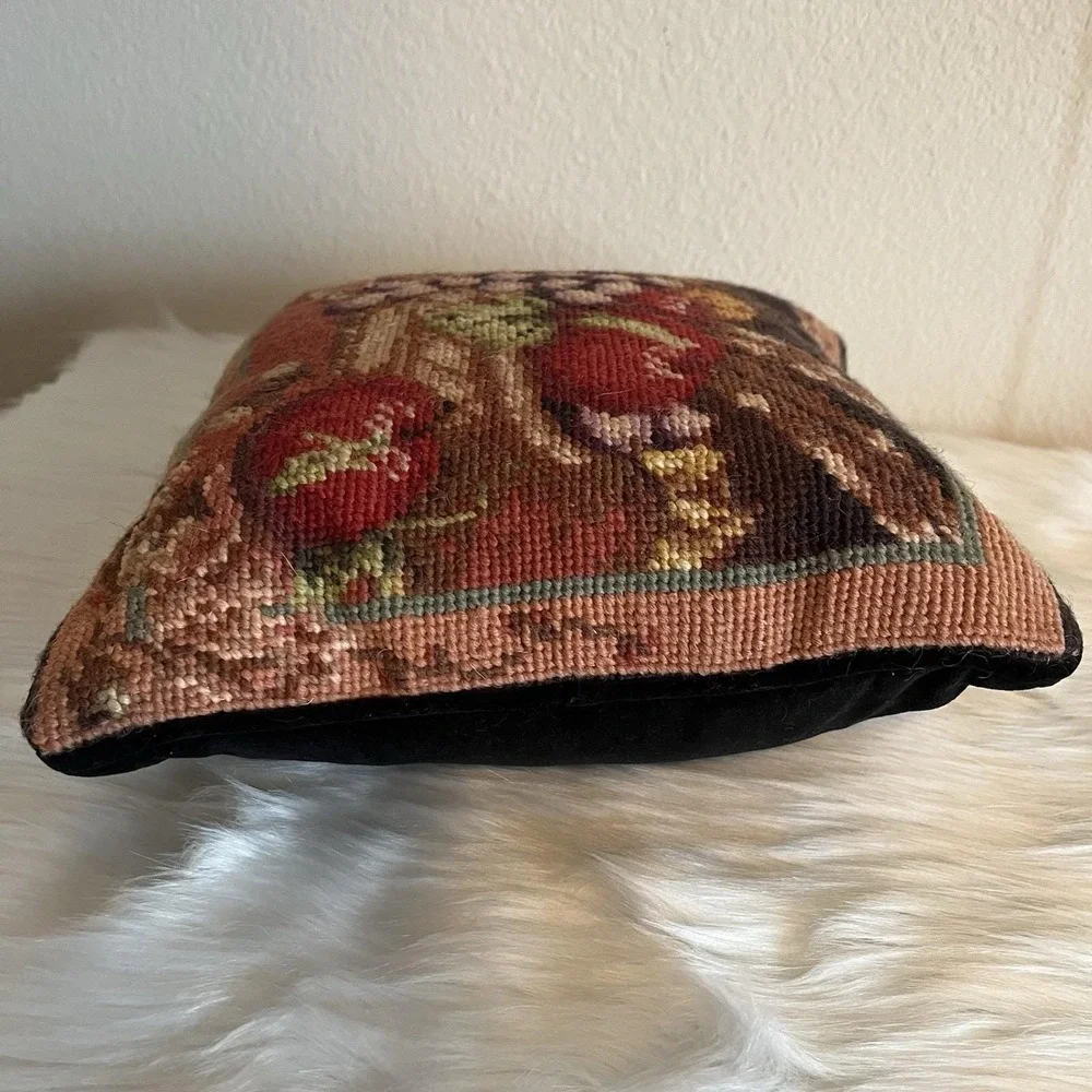 Vintage Tapestry Throw Pillow‎ Still Life Fruit Basket Home Decor Cottagecore